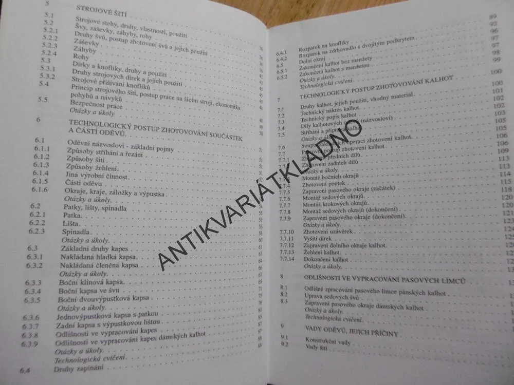 ODĚVNÍ TECHNOLOGIE, 1., VELÍKOVÁ