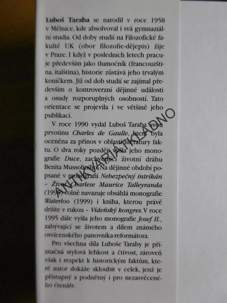 VÍDEŇSKÝ KONGRES, SALONY, KULOÁRY A BUDOÁRY, LUBOŠ TARABA, **an