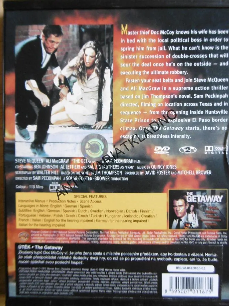 THE GETAWAY, MCQUEEN, MACGRAW, DVD FILM