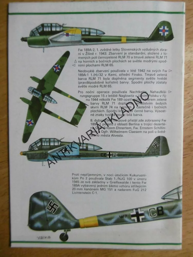FOCKE-WULF FW 189, MINIPROFIL LETADEL 1., HPM