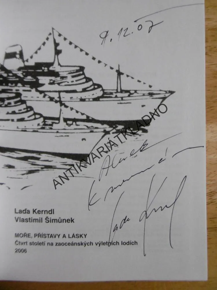 MOŘE PŘÍSTAVY A LÁSKY, LAĎA KERNDL- AUTOGRAM