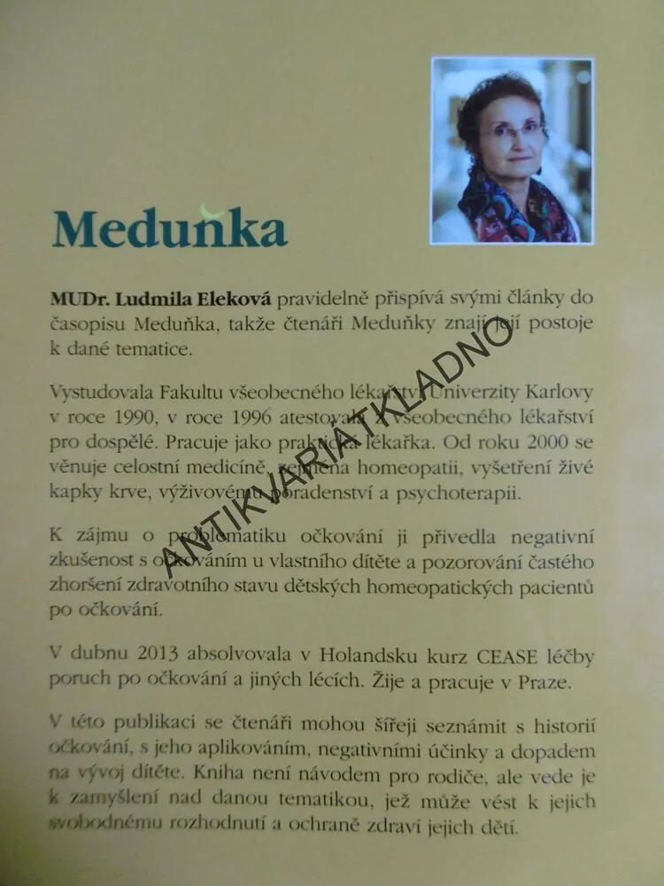 KNIHOVNIČKA MEDUŇKY 18, OČKOVÁNÍ, JEHO ÚČINKY A NÁSLEDKY, LÉČBA 1., ELEKOVÁ