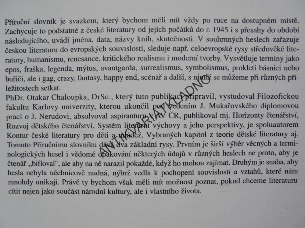PŘÍRUČNÍ SLOVNÍK ČESKÉ LITERATURY,OD POČÁTKŮ DO 1945, **an