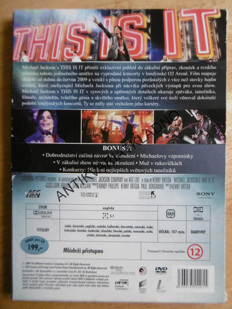 MICHAEL JACKSON, THIS IS IT, DVD FILM HUDBA