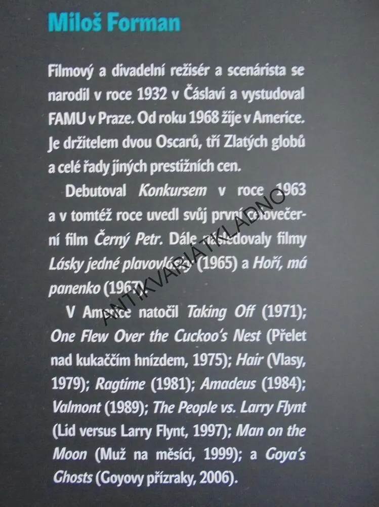 MILOŠ FORMAN, AUTOBIOGRAFIE,CO JÁ VÍM,ANEB...?FILM