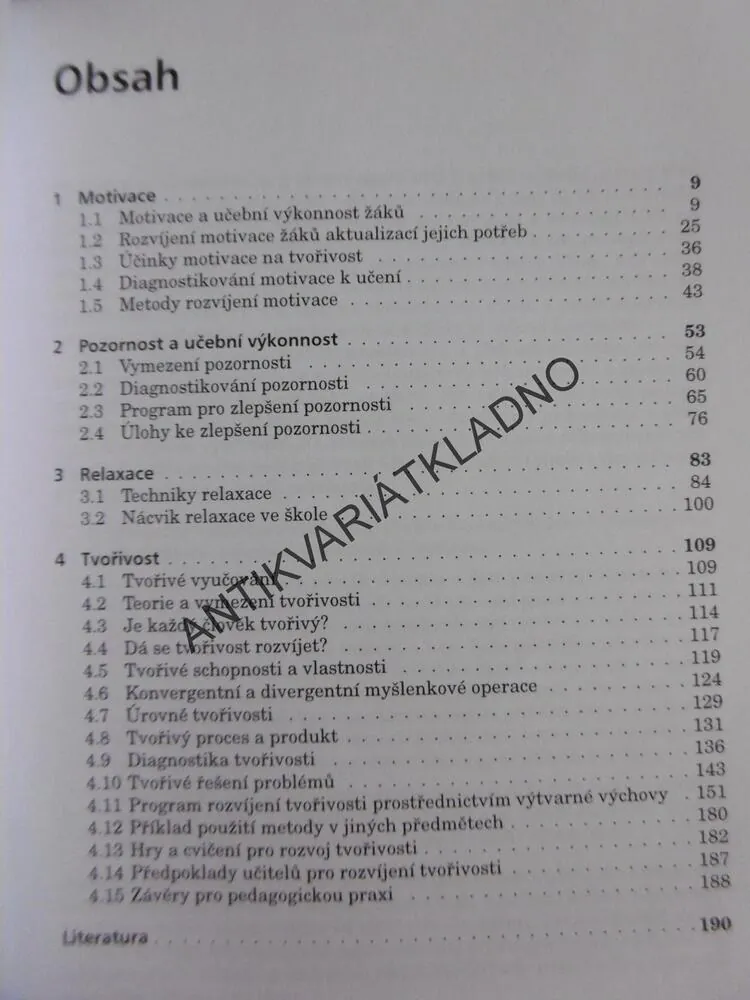 POZORNOST, MOTIVACE, RELAXACE A TVOŘIVOST DĚTÍ VE ŠKOLE, LOKŠOVÁ,