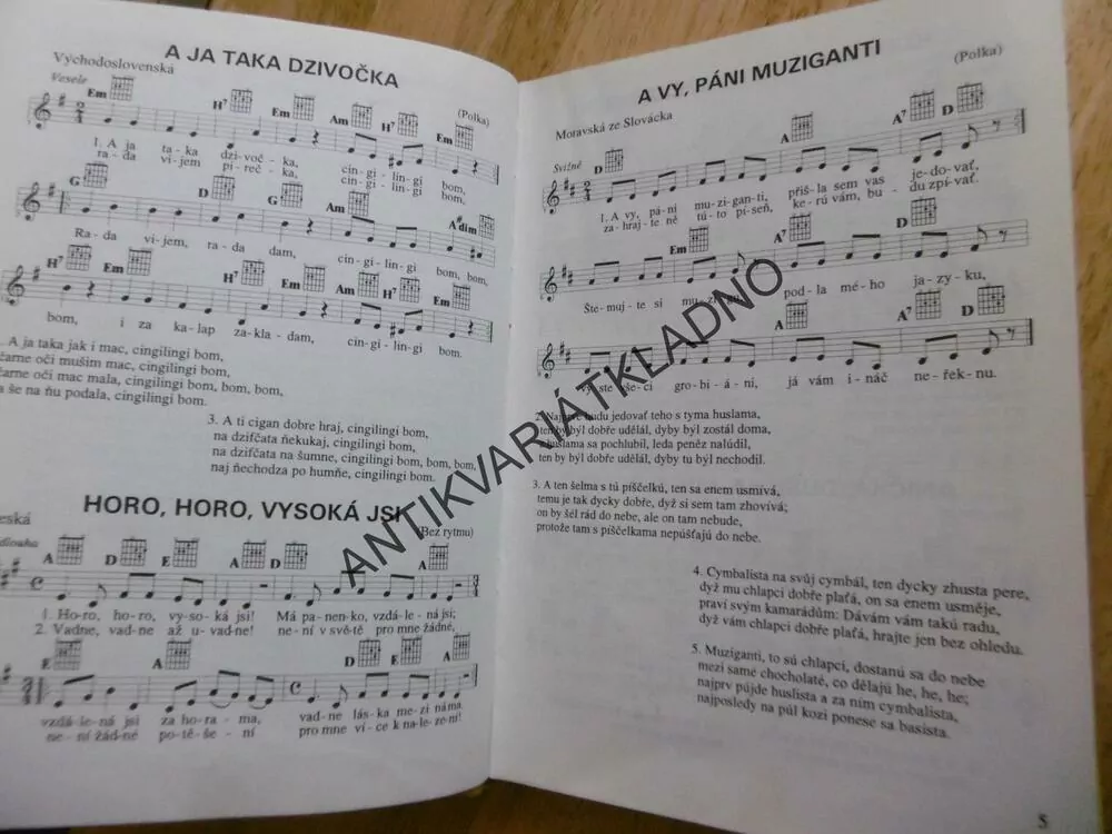 JÁ, PÍSNIČKA PRO 5.-9. TŘÍDU, NOTY, TEXT, AKORDY, KYTARA, **an