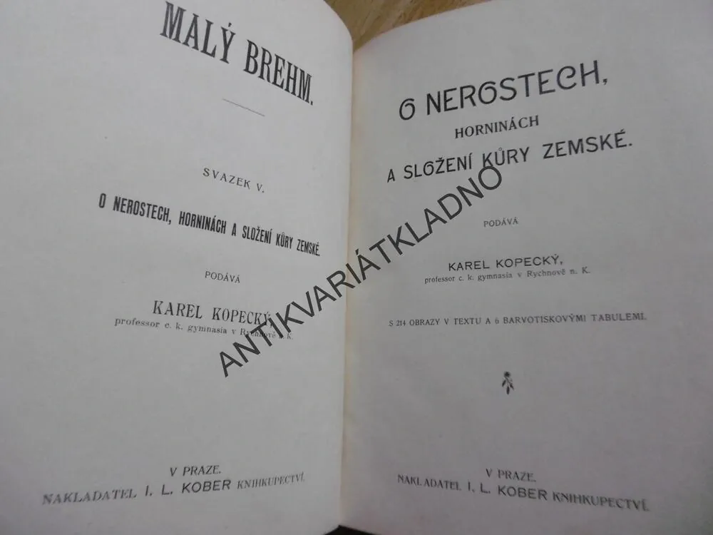 MALÝ BREHM, 6 X LITOGRAFIE, O NEROSTECH, HORNINÁCH A SLOŽENÍ ZEMSKÉ KŮRY, **an