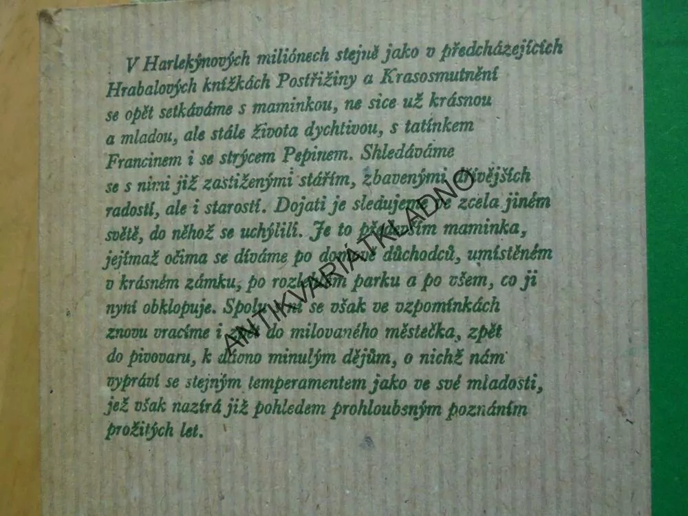 HARLEKÝNOVY MILIONY, BOHUMIL HRABAL, **an