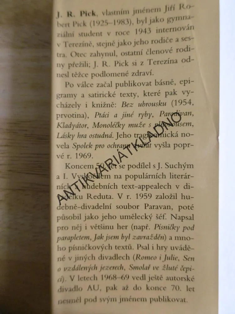 SPOLEK PRO OCHRANU ZVÍŘAT, J.R. PICK, **an