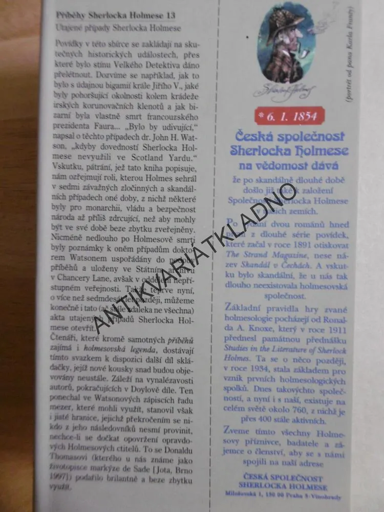 SIR ARTHUR CONAN DOYLE, UTAJENÉ PŘÍPADY SHERLOCKA HOLMESE, DONALD THOMAS, **an