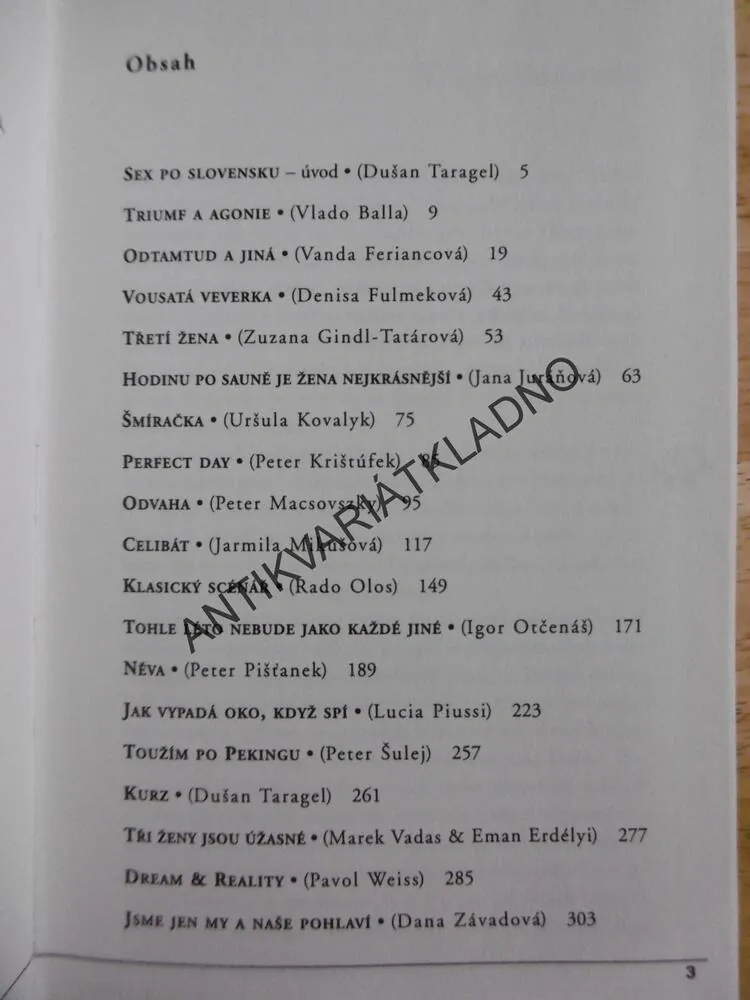 SEX PO SLOVENSKU, DVOUPOHLAVNÍ ANTOLOGIE O SEXU, TARAGEL, **an