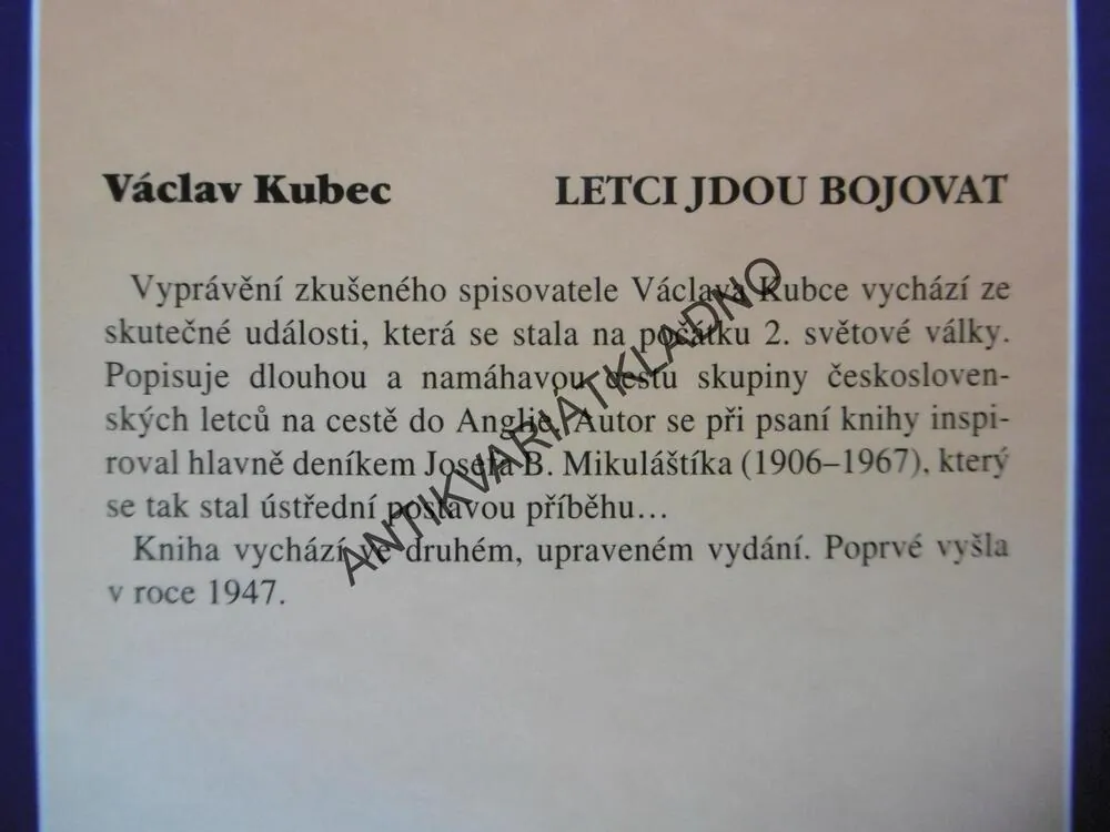 LETCI JDOU BOJOVAT, VÁCLAV KUBEC, **an