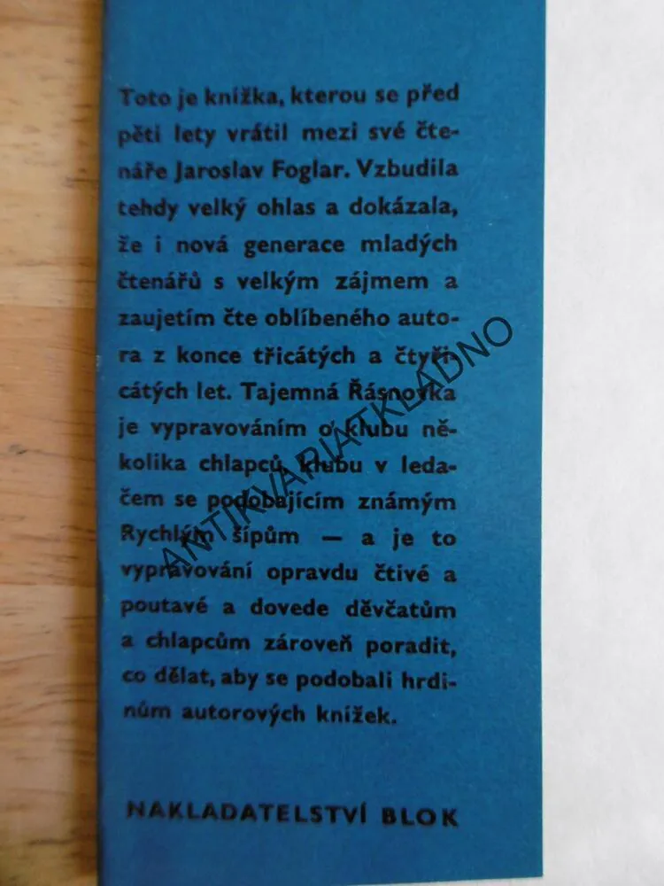TAJEMNÁ ŘÁSNOVKA, JAROSLAV FOGLAR, **an