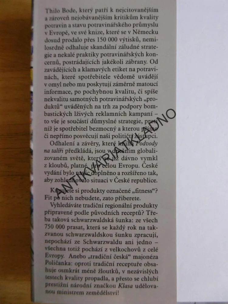 PODVODY NA TALÍŘI, THILO BODE, JAK NÁS OBELHÁVAJÍ POTRAVINÁŘSKÉ KONCERNY