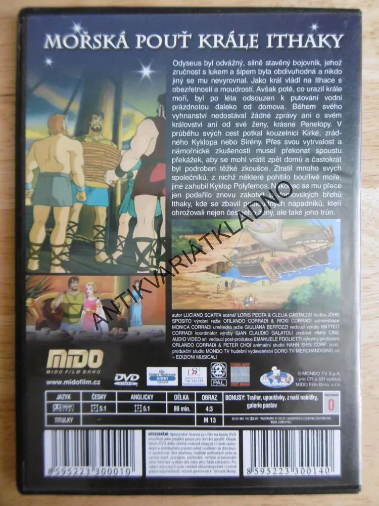 ODYSEUS, MOŘSKÁ POUŤ KRÁLE ITHAKY, DVD FILM 