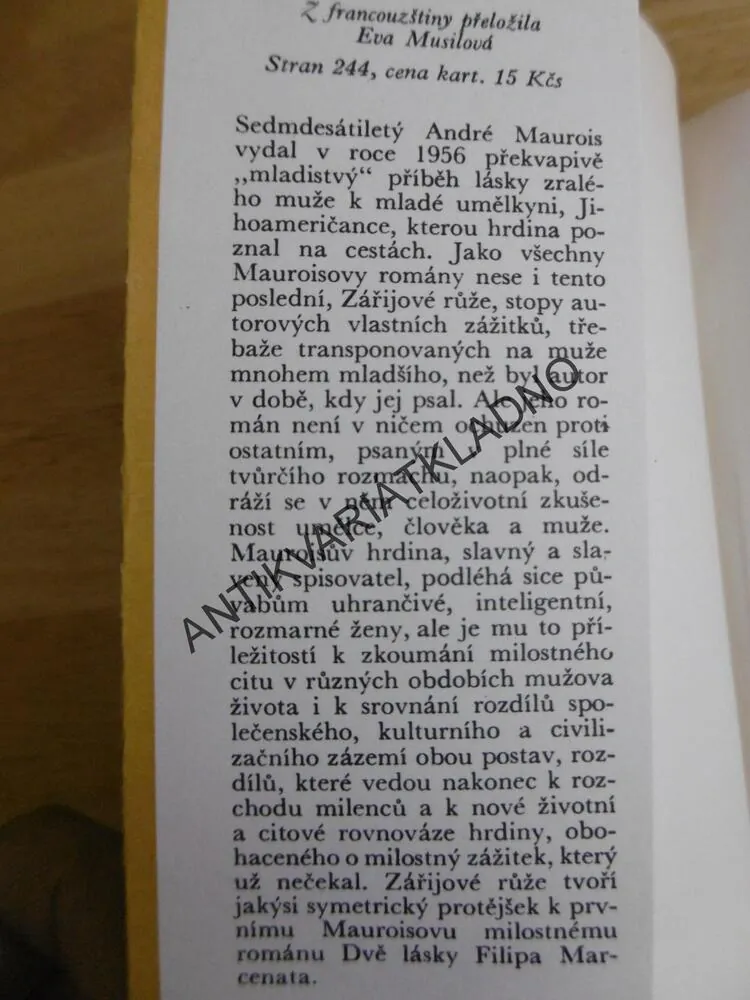 ZÁŘÍJOVÉ RŮŽE, ANDRÉ MAUROIS, FRANTIŠEK MUZIKA, 1982, **an