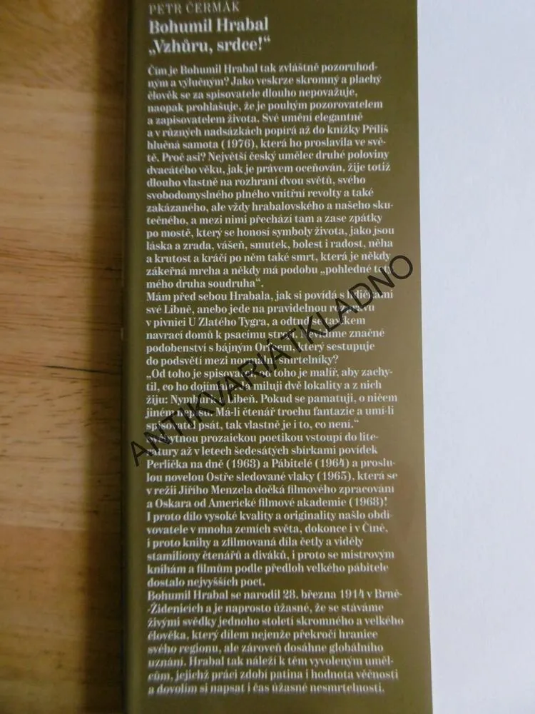 VZHŮRU SRDCE!, BOHUMIL HRABAL, PETR ČERMÁK, 100 LET PÁBITELE 28.3.1914, **an