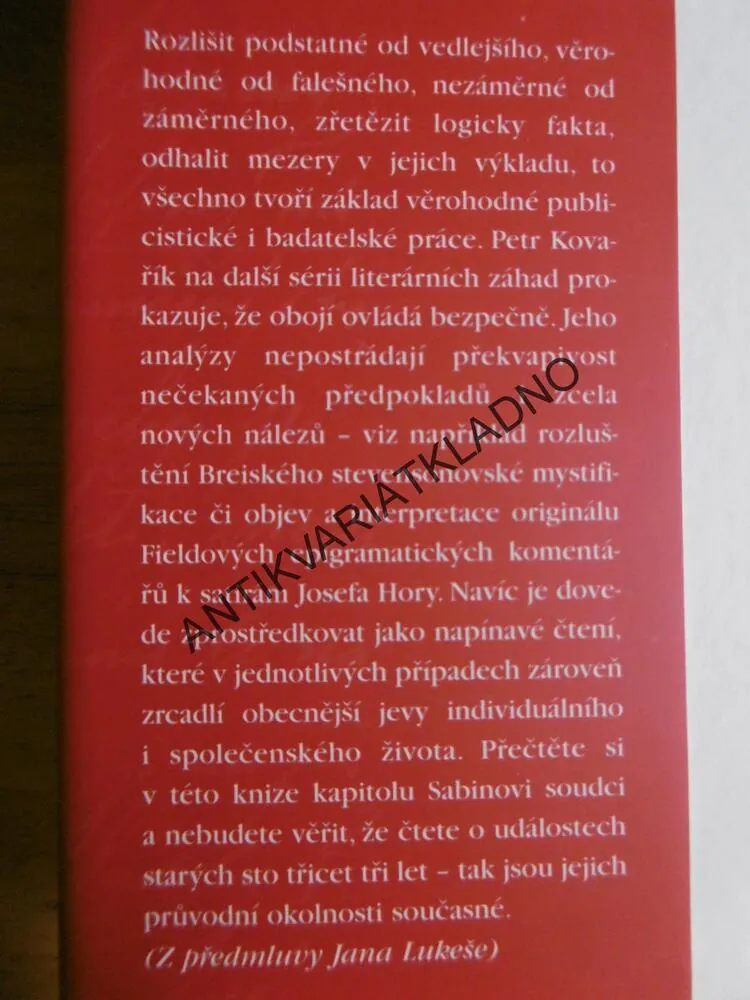 LITERÁRNÍ OTAZNÍKY, MÝTY, ZÁHADY A AFÉRY II., PETR KOVAŘÍK, **an