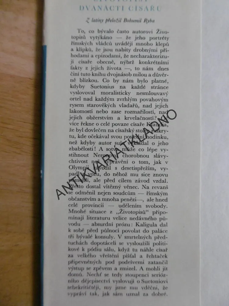 ŽIVOTOPISY DVANÁCTI CÍSAŘŮ, GAJUS SUETONIUS TRANQUILLUS, **an