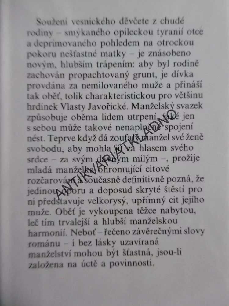 BEZ LÁSKY, VLASTA JAVOŘICKÁ,**an