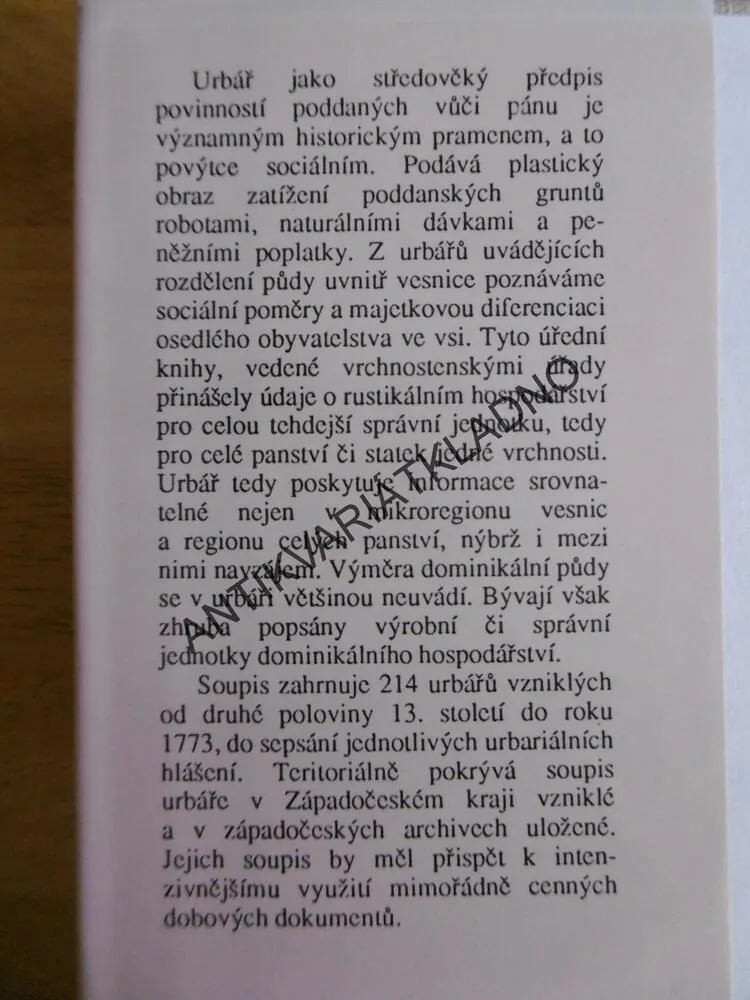 SOUPIS ZÁPADOČESKÝCH URBÁŘŮ, STÁTNÍ OBLASTNÍ ARCHIV V PLZNI, **an