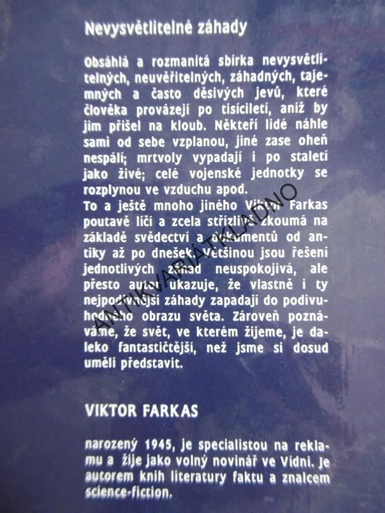 NEVYSVĚTLITELNÉ ZÁHADY, VIKTOR FARKAS, **an
