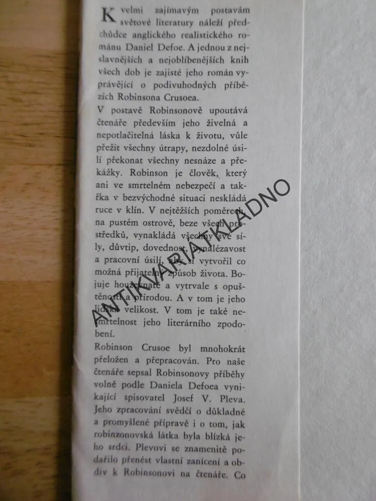 ROBINSON CRUSOE, DANIEL DEFOE, JOSEF V.PLEVA, ZDENĚK BURIAN, 1973