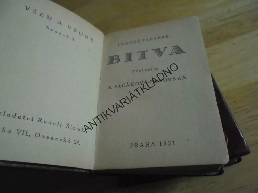 BITVA 1-2, CLAUDE FARRÉRE, 1921,MINI KNIHY