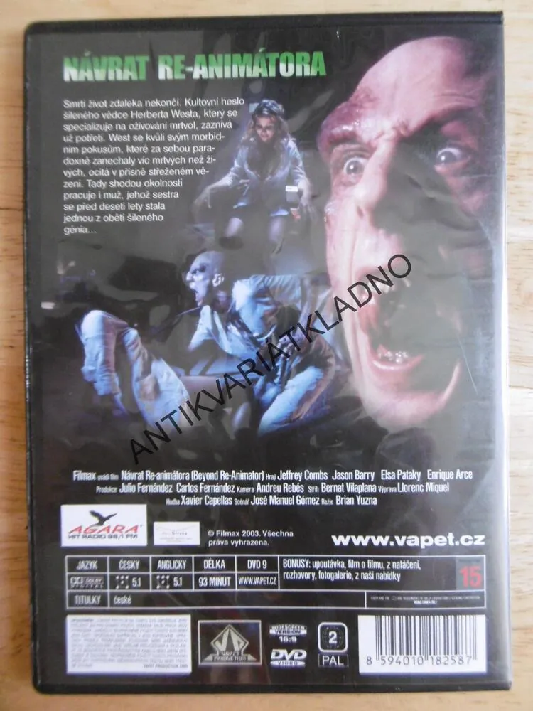 NÁVRAT RE-ANIMÁTORA, DVD FILM HOROR
