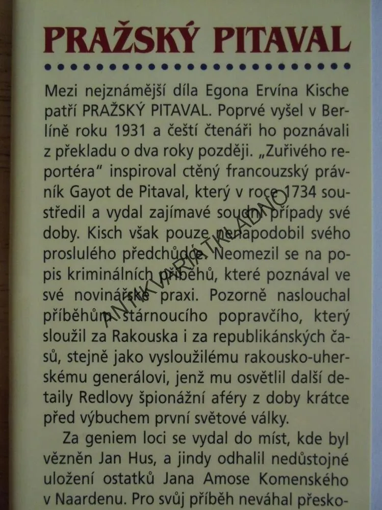 PRAŽSKÝ PITAVAL, E.E.KISCH, PRAHA