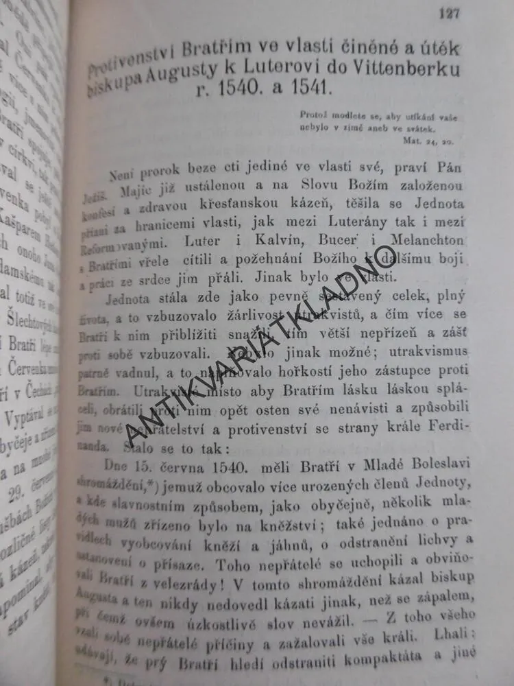 STRUČNÉ VYPRAVOVÁNÍ Z DĚJIN JEDNOTY BRATRSKÉ, ČENĚK VÁŠA, 1894,