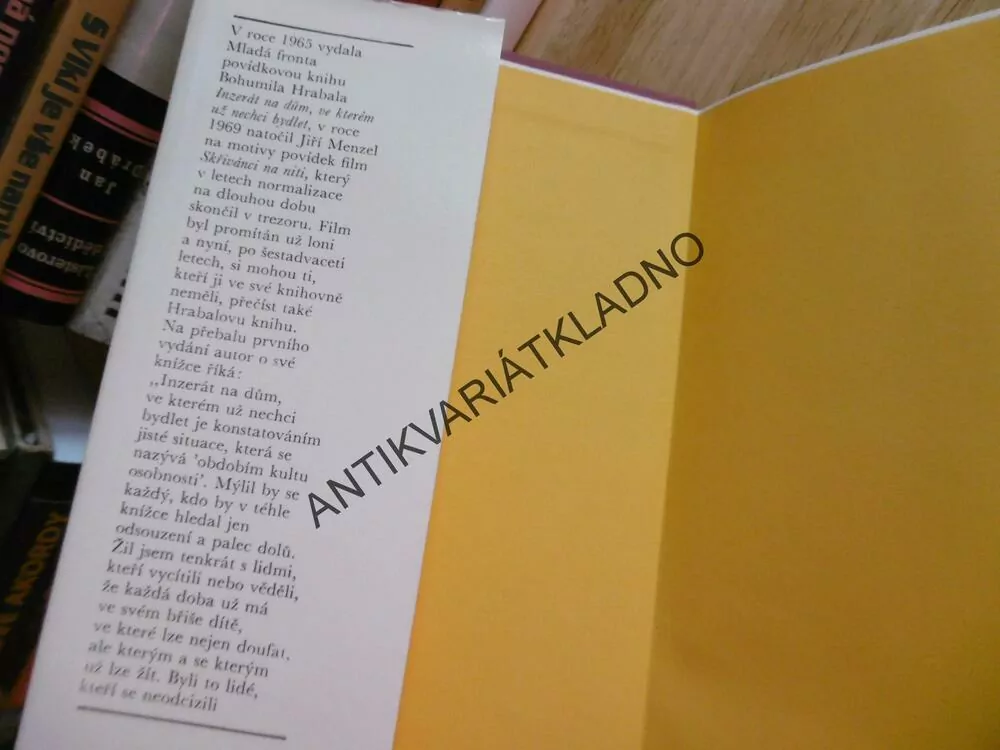 INZERÁT, NA DŮM VE KTERÉM UŽ NECHCI BYDLET, BOHUMIL HRABAL, **an