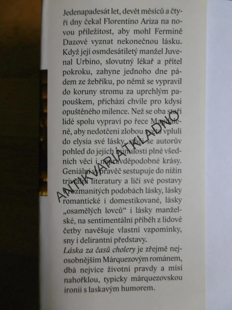 LÁSKA ZA ČASŮ CHOLERY, GABRIEL GARCIA MARQUEZ, **an