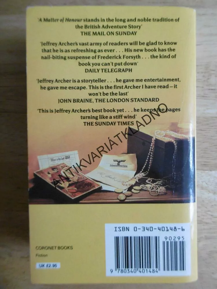 A MATTER OF HONOUR, JEFFERY ARCHER, ANGLICKY, **an