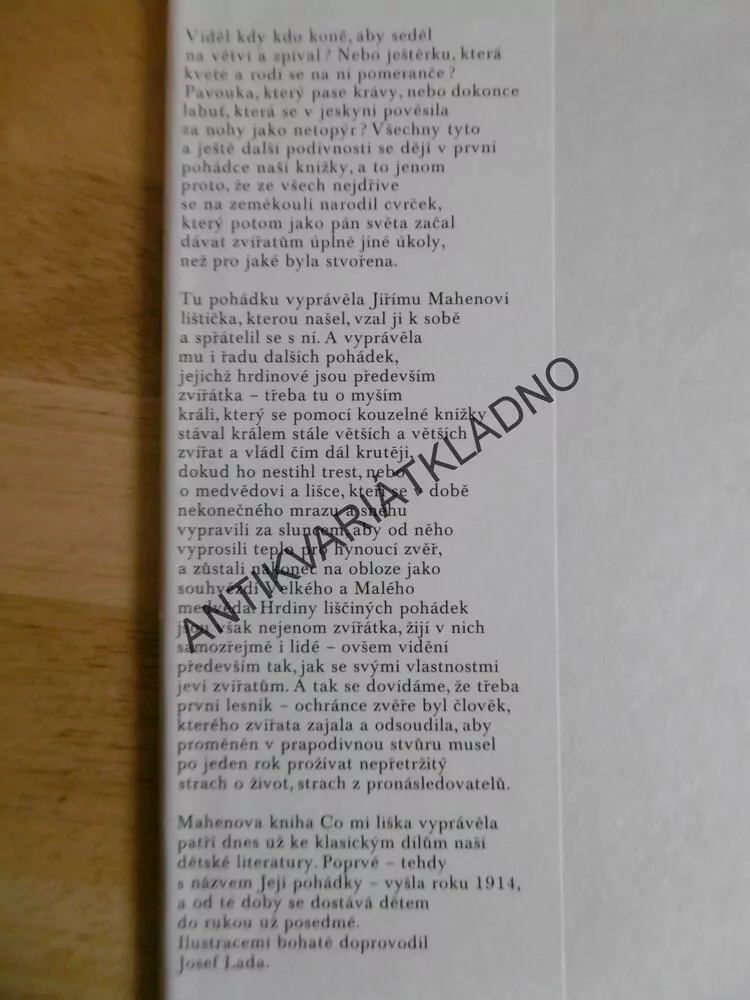 CO MI LIŠKA VYPRÁVĚLA, JIŘÍ MAHEN, JOSEF LADA,