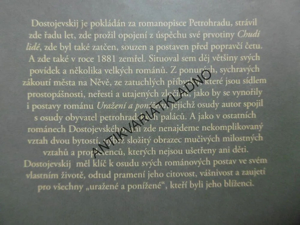 URAŽENÍ A PONÍŽENÍ, FJODOR MICHAJLOVIČ DOSTOJEVSKIJ, **an
