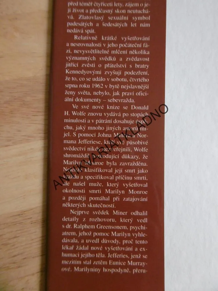 VRAŽDA MARILYN MONROE, DONALD WOLFE, HEREČKA, FILM, **an