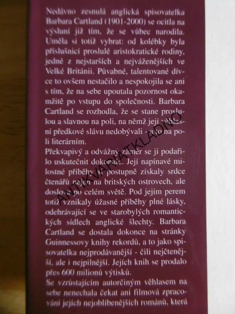 DŮKAZ LÁSKY, BARBARA CARTLAND, CARTLANDOVÁ, **an