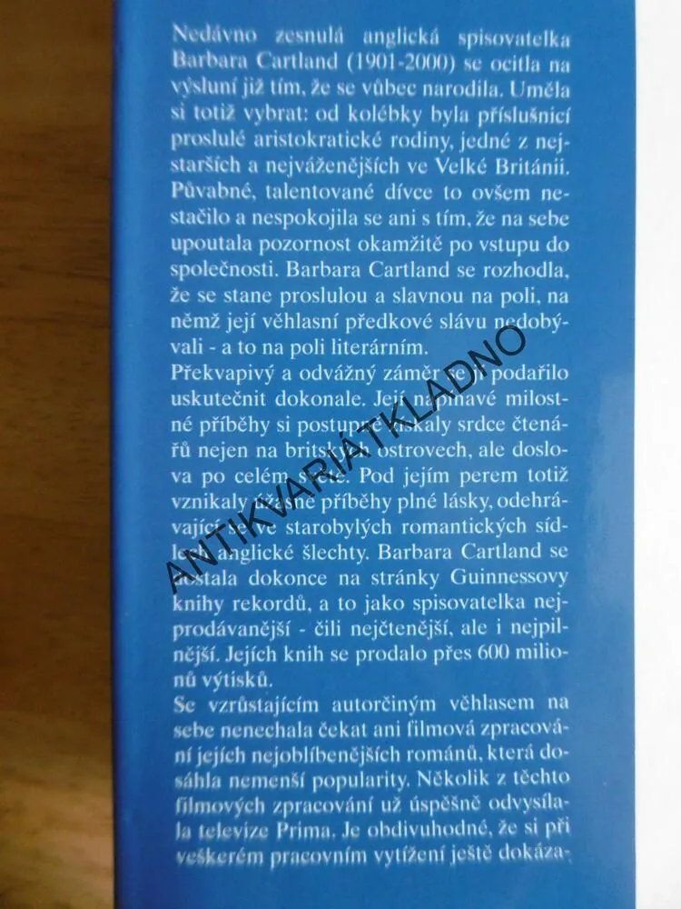 ZÁMEK LÁSKY, BARBARA CARTLAND, CARTLANDOVÁ, **an