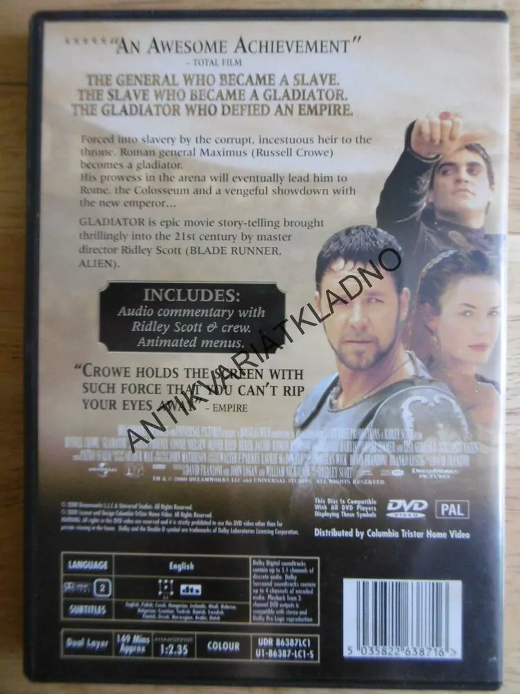 GLADIÁTOR, DVD FILM 