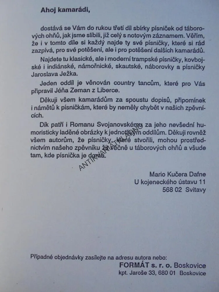 SBÍRKA PÍSNÍ OD TÁBOROVÝCH OHŇŮ, 3.,NOTY, TEXT,AKORDY,ZPĚVNÍK
