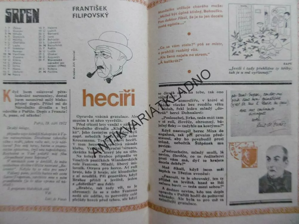 HUMORISTICKÝ MINIKALENDÁŘ DIKOBRAZU, 1975