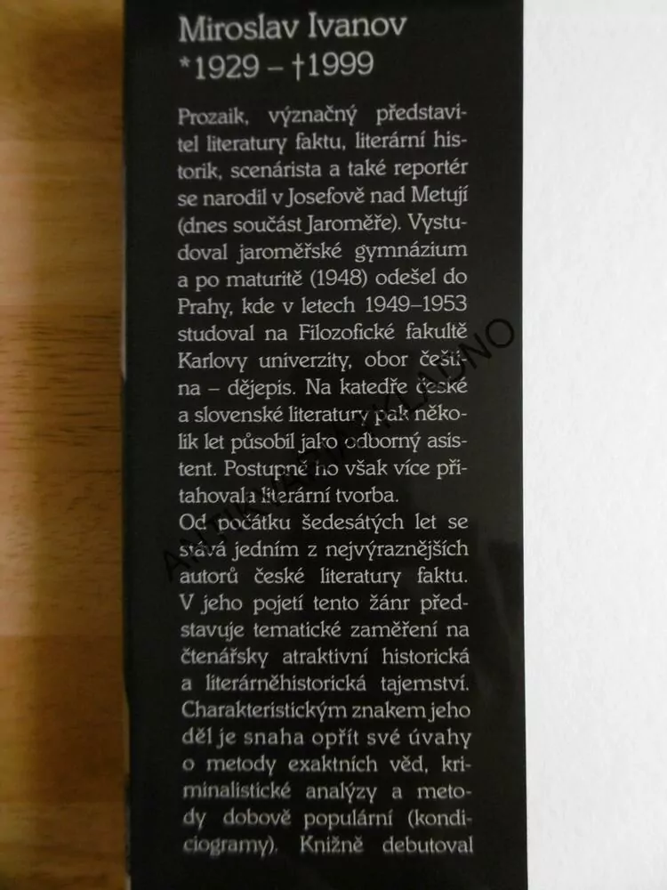 DŮVĚRNÁ ZPRÁVA O KARLU HYNKU MÁCHOVI, MIROSLAV IVANOV, **an