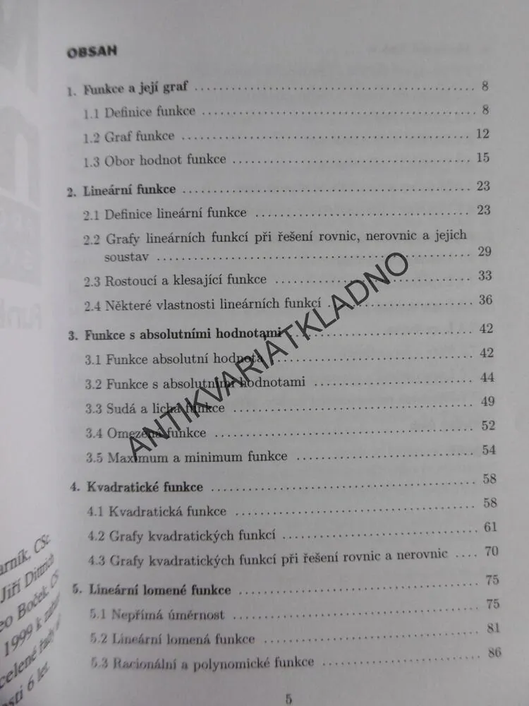 MATEMATIKA PRO GYMNÁZIA, FUNKCE, ODVÁRKO