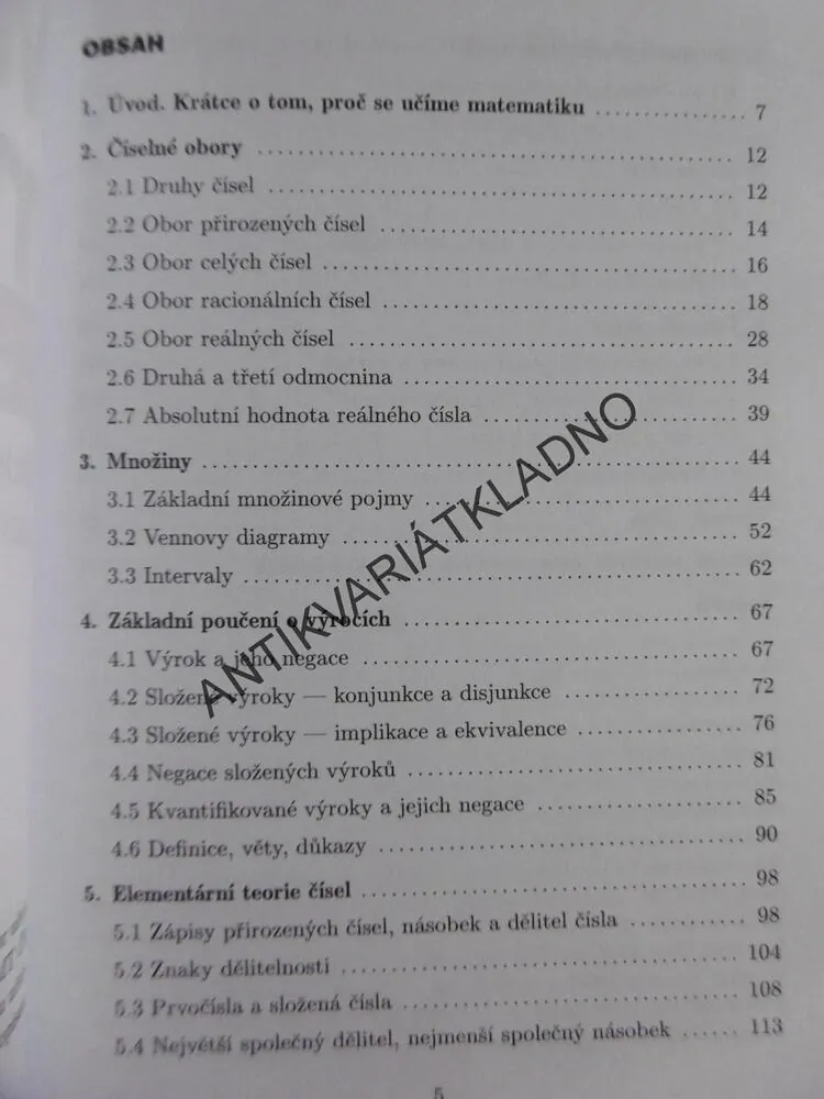 MATEMATIKA PRO GYMNÁZIA, ZÁKLADNÍ POZNATKY Z MATEMATIKY