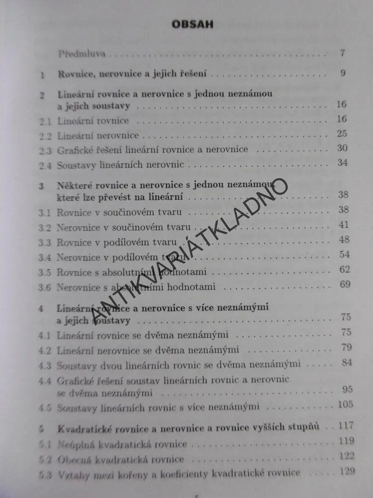 MATEMATIKA PRO GYMNÁZIA, ROVNICE A NEROVNICE