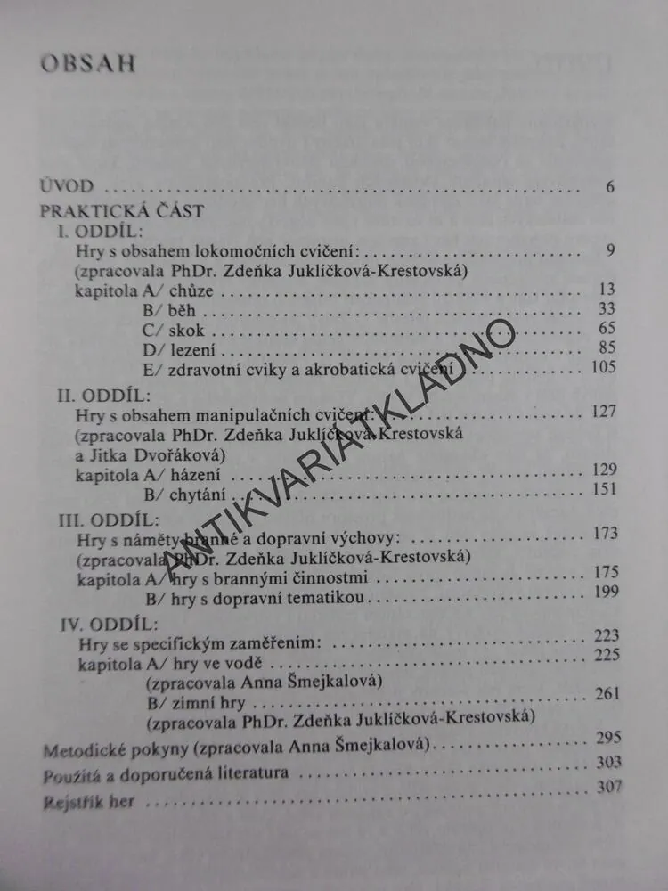 POHYBOVÉ HRY DĚTÍ PŘEDŠKOLNÍHO VĚKU, JUKLÍČKOVÁ