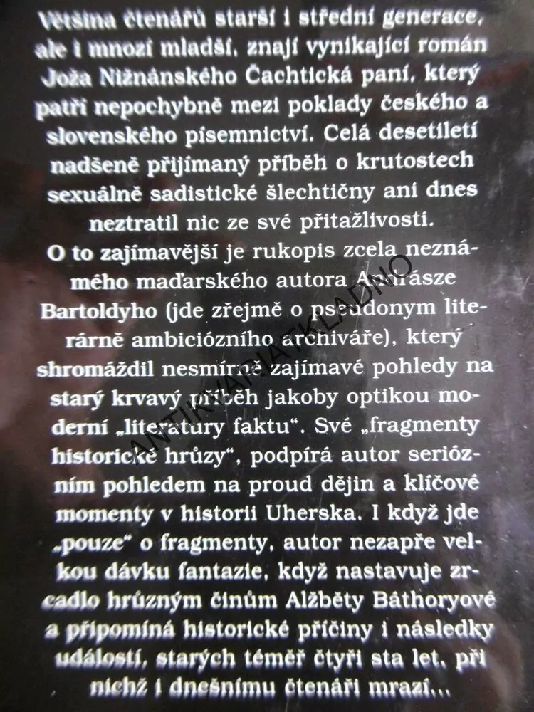 ČACHTICKÁ PANÍ II., NOVÉ FRAGMENTY HISTORICKÉ HRŮZY, ANDRÁSZ BARTOLDY, **an