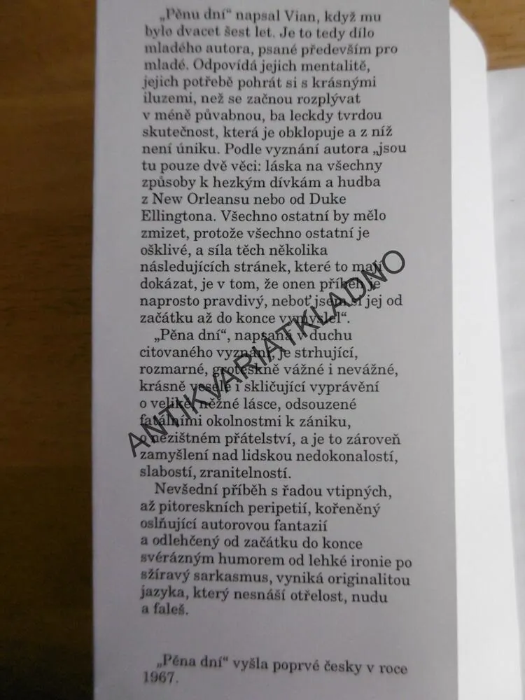 PĚNA DNÍ, BORIS VIAN, **an
